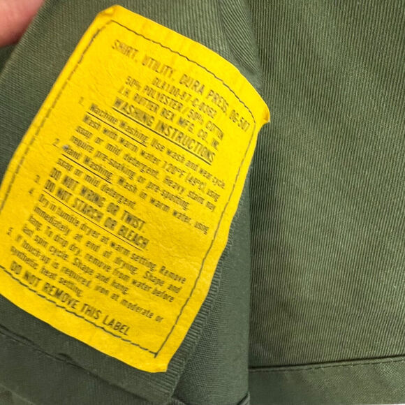 VTG US Military Shirt 14.5x33 Green Utility Dura Press OG 507 Air Force USAF - Picture 7 of 9